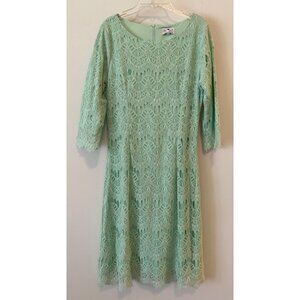 NWT Dainty Jewells Mint Green Lace Dress Modest Apparel For Women Medium